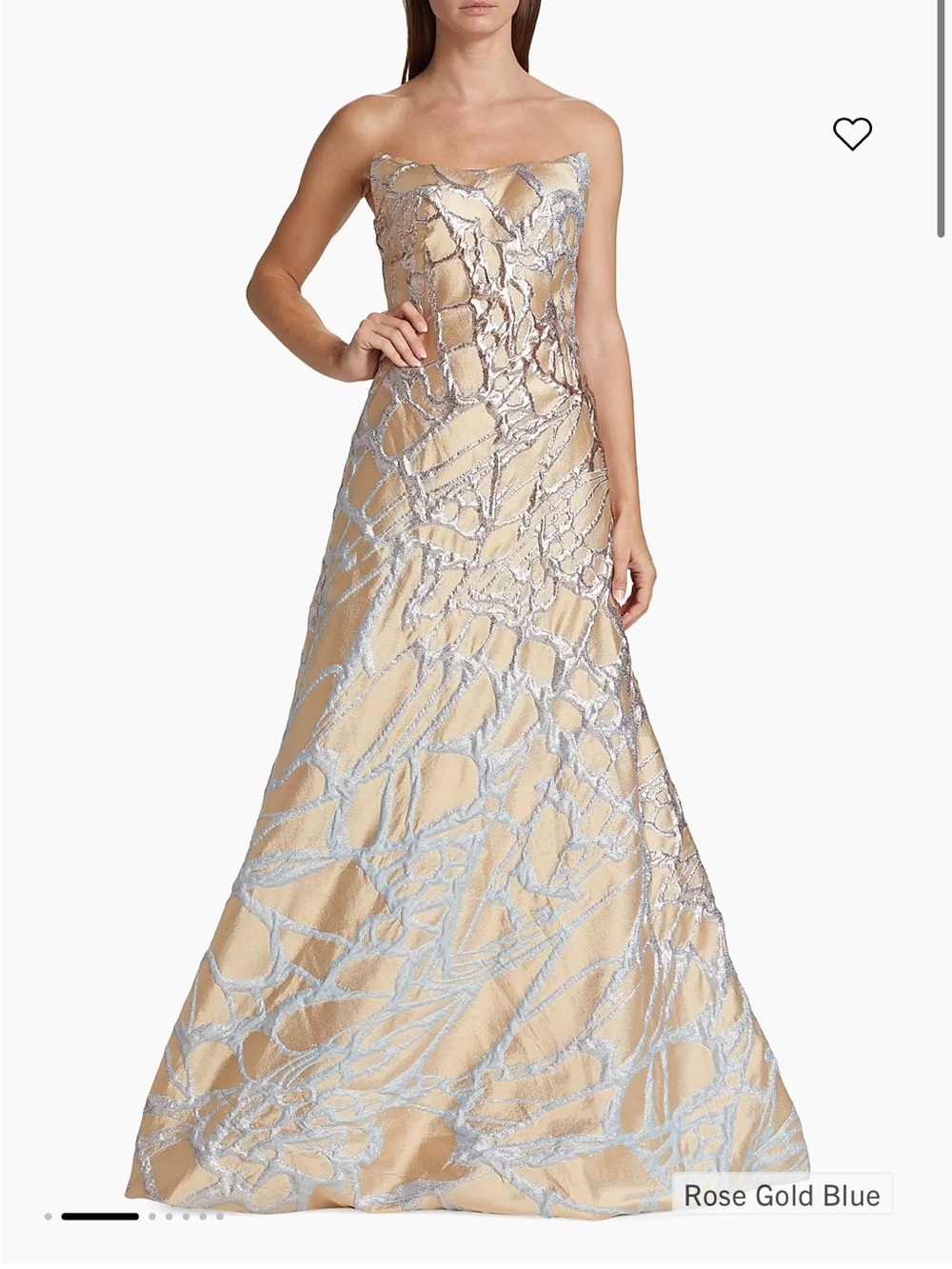 Rene Ruiz Collection Strapless Gold / Silver Metallic A-Line Evening Gown